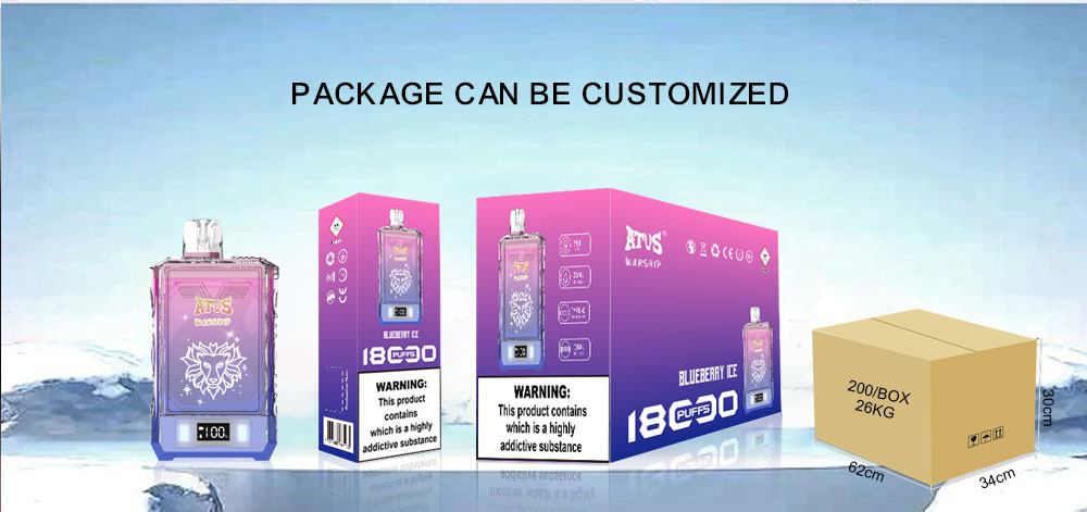 DE015 บุหรี่ไฟฟ้าแบบใช้แล้วทิ้ง 18000 Puffs พร้อมหน้าจอแสดงผล LED และการไหลเวียนอากาศที่ปรับได้ ATVS Vape