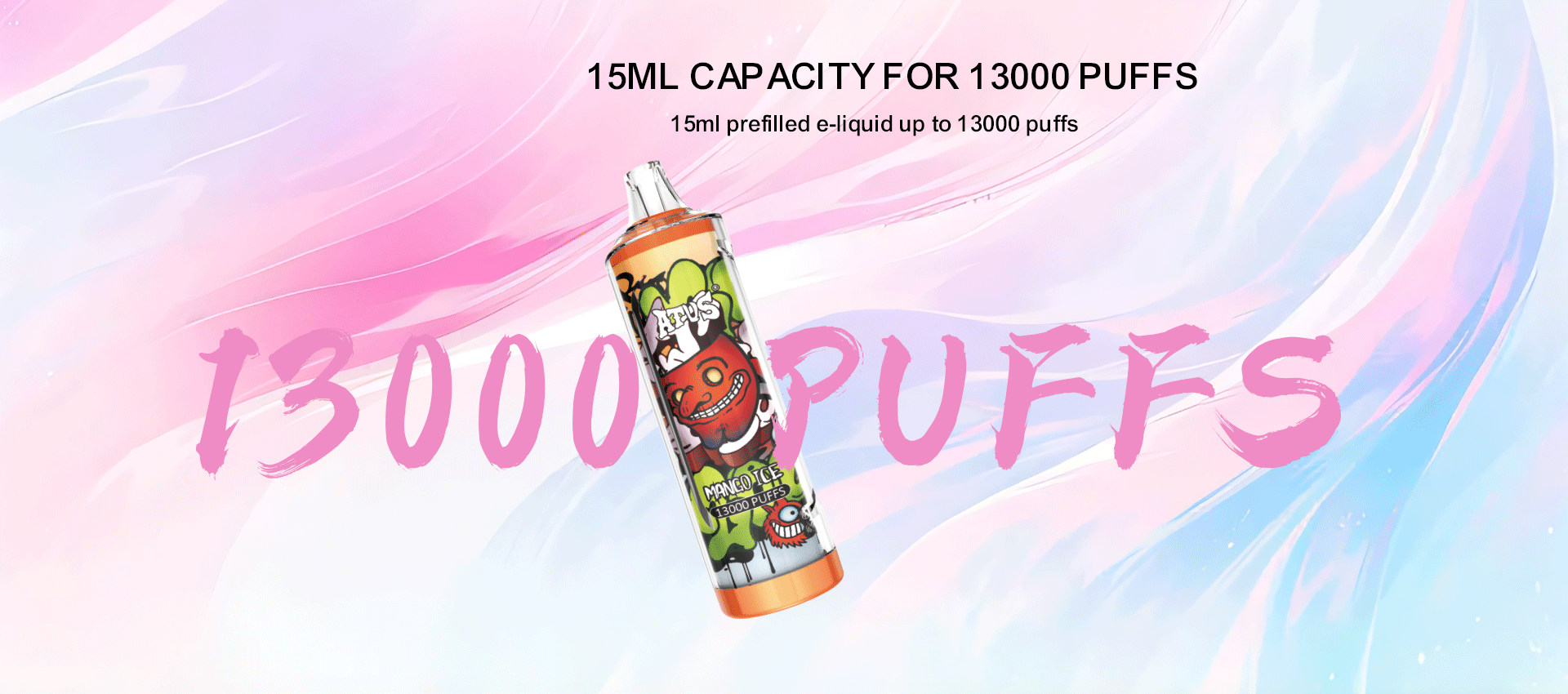 DE018 13000 Puffs บุหรี่ไฟฟ้าแบบใช้แล้วทิ้งพร้อมระบบชาร์จไฟ ATVS Vape