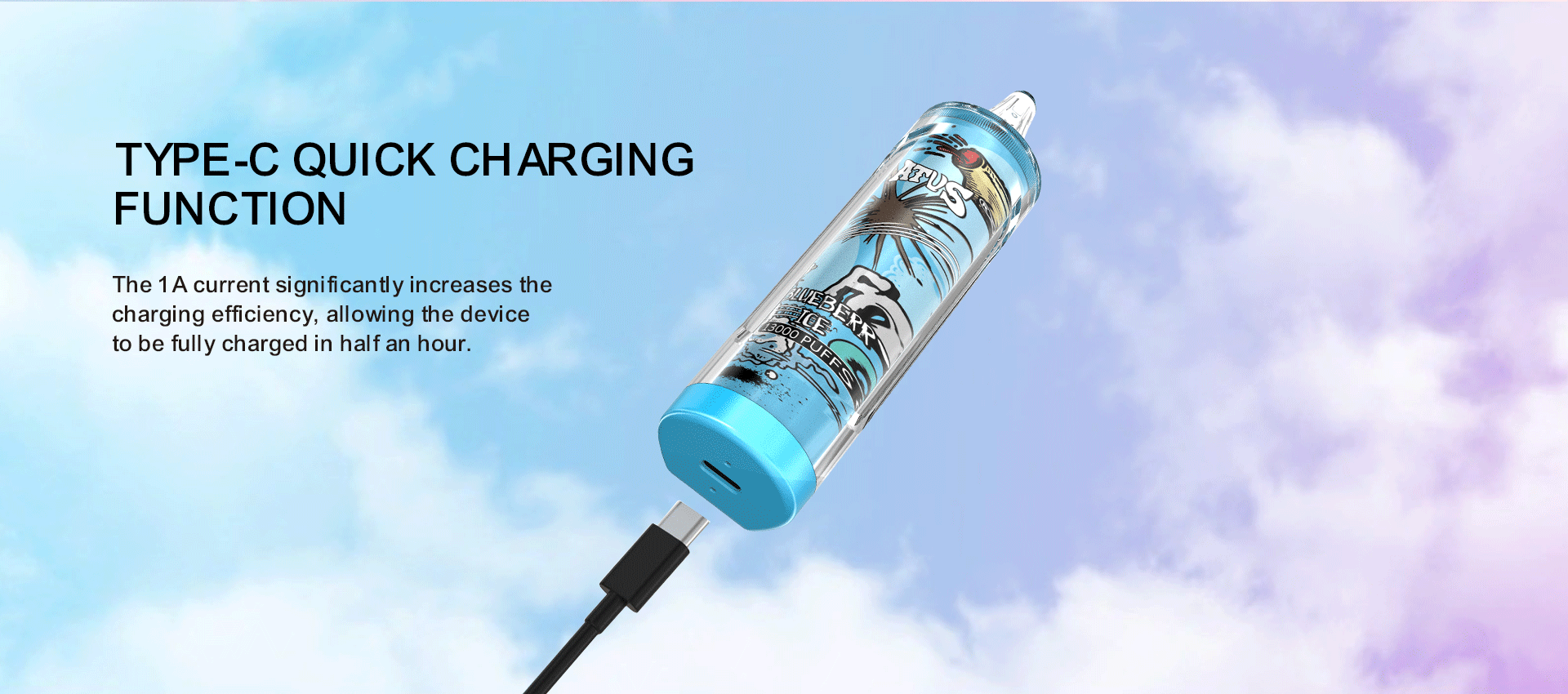 DE018 13000 Puffs บุหรี่ไฟฟ้าแบบใช้แล้วทิ้งพร้อมระบบชาร์จไฟ ATVS Vape