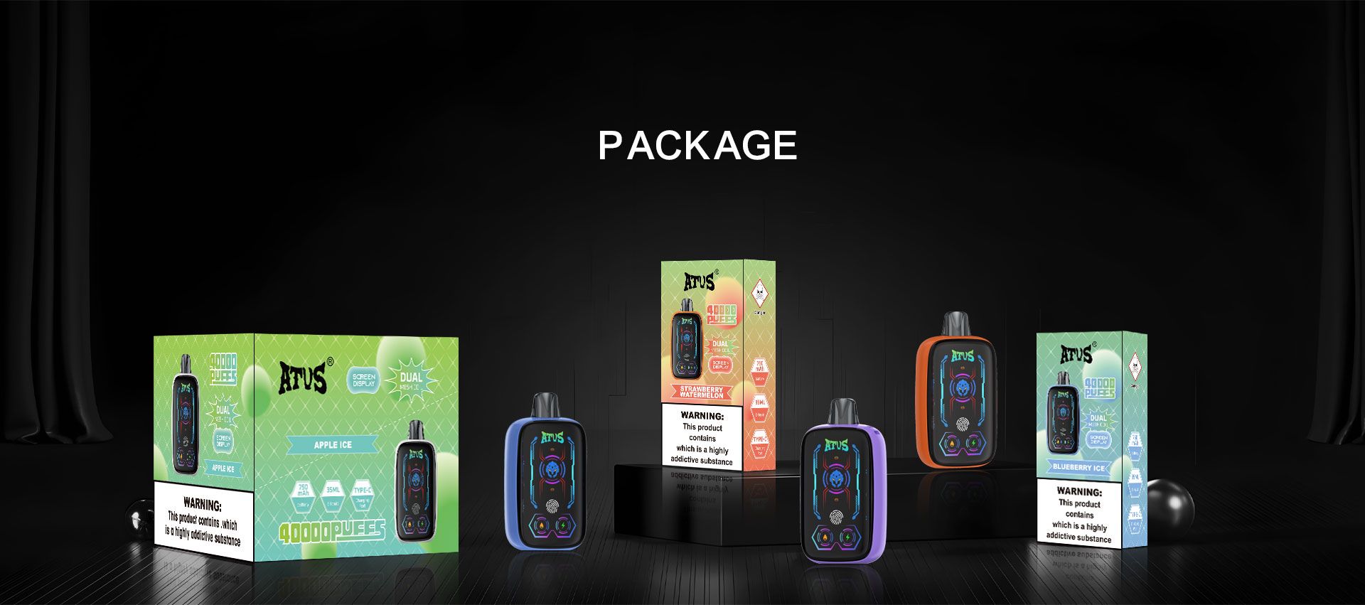DE023 40000 Puffs บุหรี่ไฟฟ้าแบบใช้แล้วทิ้งพร้อมหน้าจอเต็ม ชาร์จไฟได้ และปรับการไหลเวียนอากาศได้ ATVS Vape