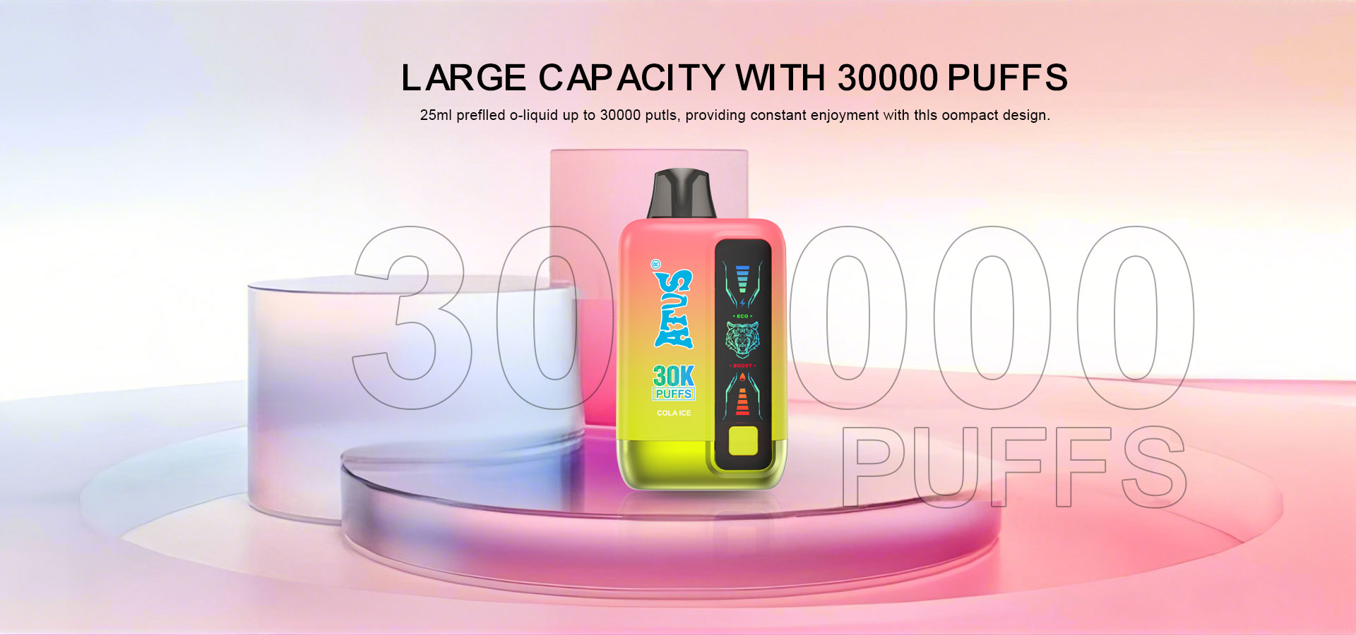 DE026 บุหรี่ไฟฟ้าแบบใช้แล้วทิ้ง 30000 พัฟ พร้อมหน้าจอแสดงผล LED และการไหลเวียนอากาศที่ปรับได้ ATVS Vape