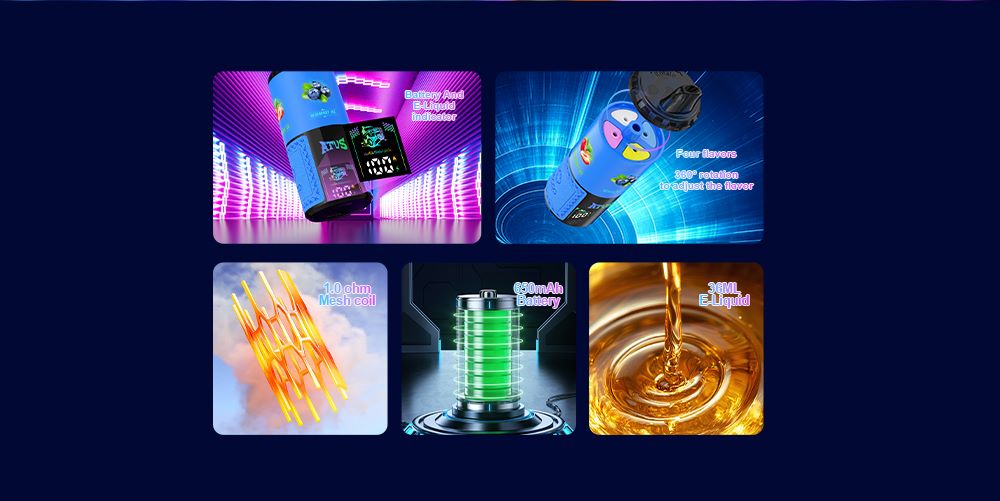 DE030 บุหรี่ไฟฟ้าแบบใช้แล้วทิ้ง 60000 พัฟ พร้อมจอแสดงผล LED และการไหลเวียนอากาศที่ปรับได้ ชาร์จไฟได้ ATVS Disposable Vape