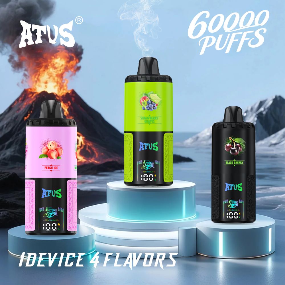 DE030 60000 Puffs บุหรี่ไฟฟ้าแบบใช้แล้วทิ้ง 4-in-1 รสชาติ พร้อมหน้าจอแสดงผล LED และปรับการไหลเวียนอากาศได้ Disposable Vape